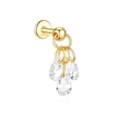 Macro view of gold-plated 925 sterling silver stud with clear teardrop zirconias - Gold White Zirconia