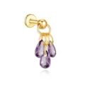 Boucle d'oreille en argent 925 avec zircons violets en forme de grappe - Or Strass Violet