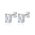 Ohrstecker aus 925er Sterlingsilber mit funkelnden Diamanten im Smaragdschliff - Ohrringe