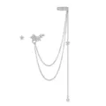 925 sterling silver star tassel earring cuff with zircons for women on white background - Asymmetric Design (Standard) / White Gold