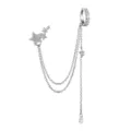 925 sterling silver five-pointed star tassel ear cuff earring with sparkling zircon inlays - Single Side Style / White Gold