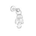S925 sterling silver piercing stud with clear dangling teardrop zircon cluster - Silver White Rhinestone
