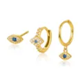 Vergulde 925 sterling zilveren boze oog oorbellen set met micro-ingelegde zirkoon - #1 Goud