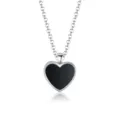 Elegante Halskette aus 925er Sterlingsilber mit herzförmigem schwarzem Onyx-Anhänger - Halskette / 925er Silber