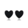 Elegante Herz-Ohrstecker aus 925 Sterling Silber mit edler Onyx-Einlage in Schwarz - Ohrstecker / 925er Silber