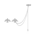 925 sterling silver bird stud earrings with tassel chain ear cuff and zircon accents - Bird Shape Asymmetric Design / White Gold