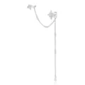 925 sterling silver star tassel earring with integrated ear cuff and zircon stones - Single Side Starburst Shape / White Gold