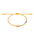 Gewebtes Perlenarmband mit orangefarbenem bösem Blick und schillernden bunten Kristallen - Orange