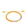 Handgefertigtes Armband aus orangefarbenen Rocailles mit Evil Eye und bunten Kristallen - Hellorange