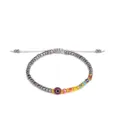 Handgefertigtes Evil Eye Perlenarmband mit bunten Kristallen und Kordelzug-Verschluss - Dunkelgrau