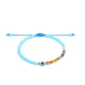 Handgefertigtes Evil Eye Perlenarmband mit hellblauen Glasperlen und Kristallen - Himmelblau