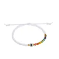 Handgefertigtes Evil Eye-Armband aus Rocailles mit bunten Kristallakzenten und Kordel - Weiß