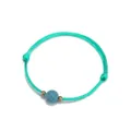 Verstellbares blaues Lavastein-Armband mit türkisfarbenem Wachsfaden und Goldperlen - Grün