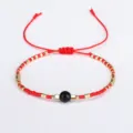 Braccialetto dell'amicizia bohémien fatto a mano con perline Miyuki e ematite nera - Rosso
