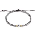 Handgefertigtes Evil Eye Perlenarmband mit silbernen und goldenen Akzenten, braune Schnur - Silber (1)