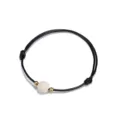 Minimalistisches handgefertigtes Armband mit weißem Lavastein und Kupferperlen - Schwarz
