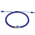 Handgefertigtes blaues Perlenarmband mit zentralem bösen Blick aus Glas und Goldakzenten - Dunkelblau (2)