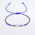 Elegante bracciale fatto a mano con perle Miyuki blu e pietra semipreziosa naturale - Blu