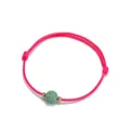 Handgefertigtes rosa Wachskordelarmband mit grünem Lavastein und Goldkupferperlen - Fuchsia