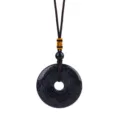 Blauer Goldstein Donut Anhänger Halskette mit funkelnder Sternennacht-Textur an Kordel. - Blauer Sandstein