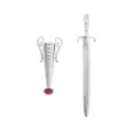 Vintage S925 sterling silver vase and sword brooch jewelry set for men and women - S