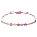 Bracciale fatto a mano con perline viola, pietre sfaccettate e cordino regolabile - Viola