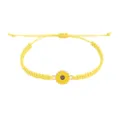 Handgefertigtes gelbes gewachstes Armband mit einem emaillierten Sonnenblumen-Anhänger - Gelb