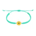 Handgewebtes türkisfarbenes Wachsfadenarmband mit gelber Sonnenblume für Damen - Mintgrün