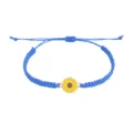 Handgefertigtes blaues geflochtenes Armband mit gelber Emaille-Sonnenblume für Damen Geschenk - Saphirblau
