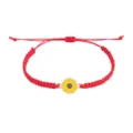 Handgewebtes rotes Wachsfaden-Armband mit gelbem Sonnenblumen-Anhänger im Boho-Stil - Rot