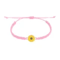 Handgewebtes rosa Wachsfaden-Freundschaftsarmband mit gelbem Sonnenblumen-Anhänger - Rosa