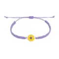 Handgefertigtes lila gewebtes Sonnenblumen-Armband mit böhmischem Gänseblümchen-Anhänger - Fuchsia