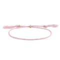 Handgefertigtes rosa geflochtenes Baumwollarmband mit goldenen Kupferperlen - Rosa