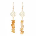 Boucles d'oreilles yoga faites main avec pierres citrines naturelles et chakra doré. - Pendants Longs / Topaze