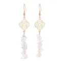 Boucles d'oreilles chakra yoga faites main avec éclats de cristal de roche naturel - Pendants Longs / Cristal blanc