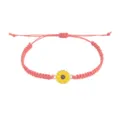 Handgefertigtes rosa gewebtes Wachsfaden-Armband mit gelbem Sonnenblumen-Anhänger für Damen - Wassermelonenrot