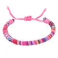 Handmade woven ethnic bracelet with colorful cotton rope and pink adjustable cord - 8-Red Blue Intertwined