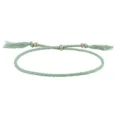 Handgefertigtes verstellbares grünes Baumwollseil-Armband mit Kupferperlen und Quasten - Bohnengrün