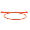 Hellorangefarbenes geflochtenes Baumwollarmband mit goldenen Perlen und Quasten - Helles Orange