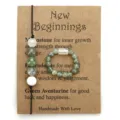 Handgefertigtes Naturstein-Schmuckset mit Mondstein, Labradorit und Aventurin - Armband Und Ring Und Karte