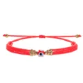 Bracelet multicouche vibrant en perles de rocaille avec œil maléfique rouge pour femme - Style ajustable multicouche / Rouge