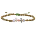 Pulsera tejida a mano con perlas, cuentas de cristal verde talladas y piedras naturales - Verde Hierba