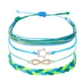 Handgewebtes Wachskordel-Armband-Set mit Stern- und Unendlichkeitsschmuck in Blau-Grün - Stern-Stil