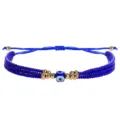 Pulsera ajustable de cuentas azules con diseño de mal de ojo de varias capas mujer - Estilo ajustable multicapa / Azul zafiro