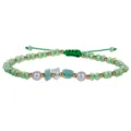 Pulsera hecha a mano con cuentas de cristal verde, perlas y trozos de piedra natural - Verde Militar