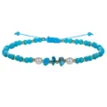 Pulsera tejida a mano con perlas, cristales azules facetados y trozos de turquesa - Azul Turquesa