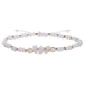 Pulsera artesanal de cuentas de cristal blanco con perlas y piedras naturales - Blanco
