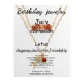 Elegant double-layer garnet crushed stone necklace with lotus pendant for July birthday - July Red Agate