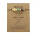 Handmade wish bracelet with Citrine, Aventurine, and Pyrite stones on kraft display card - 3774 Round Bead