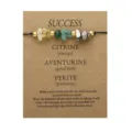 Detail view of handmade wish bracelet with citrine, aventurine, and pyrite stone beads - 3774 Crushed Stone